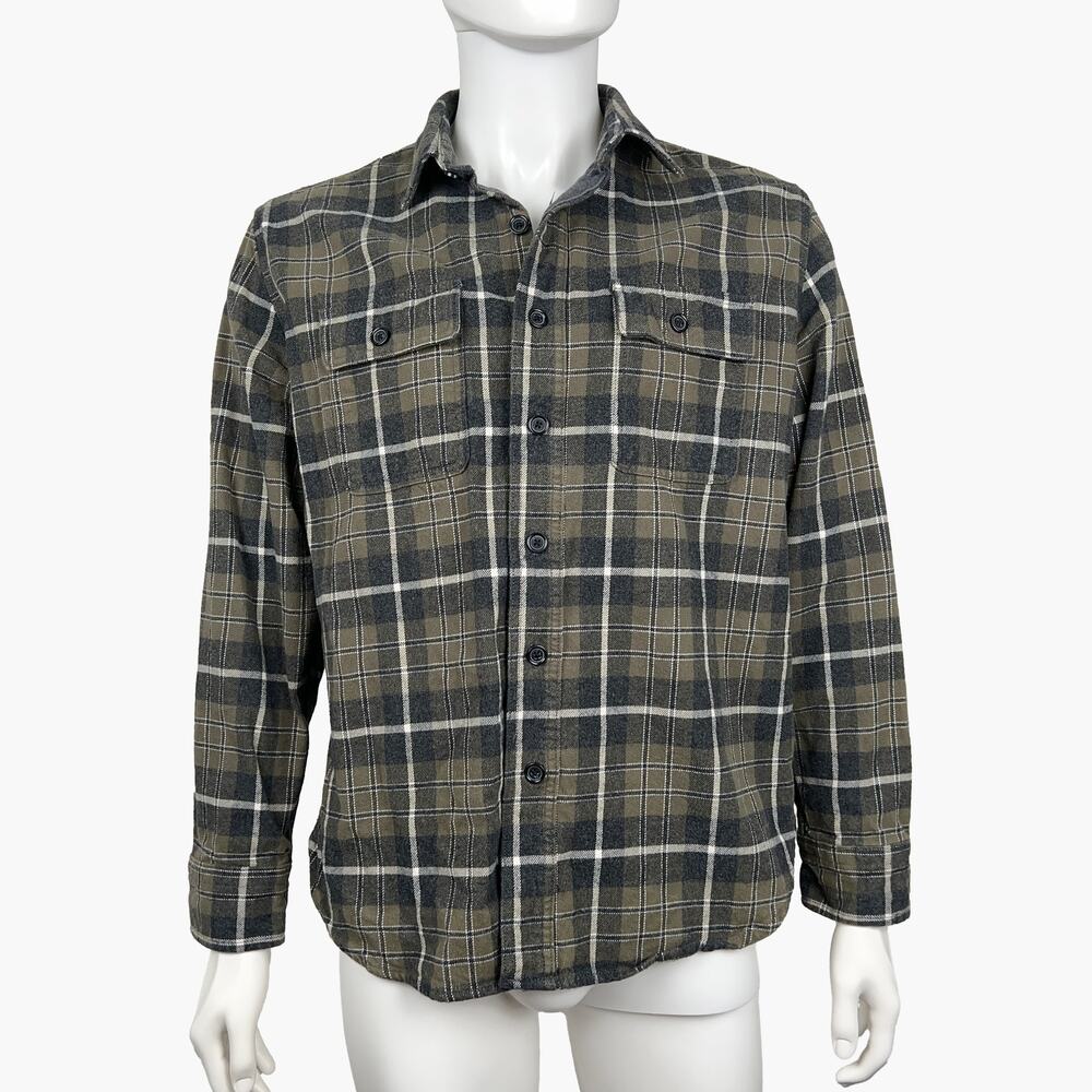 GRAYERS Long-Sleeve Button-Up Flannel (Brown, White, Black | Large)